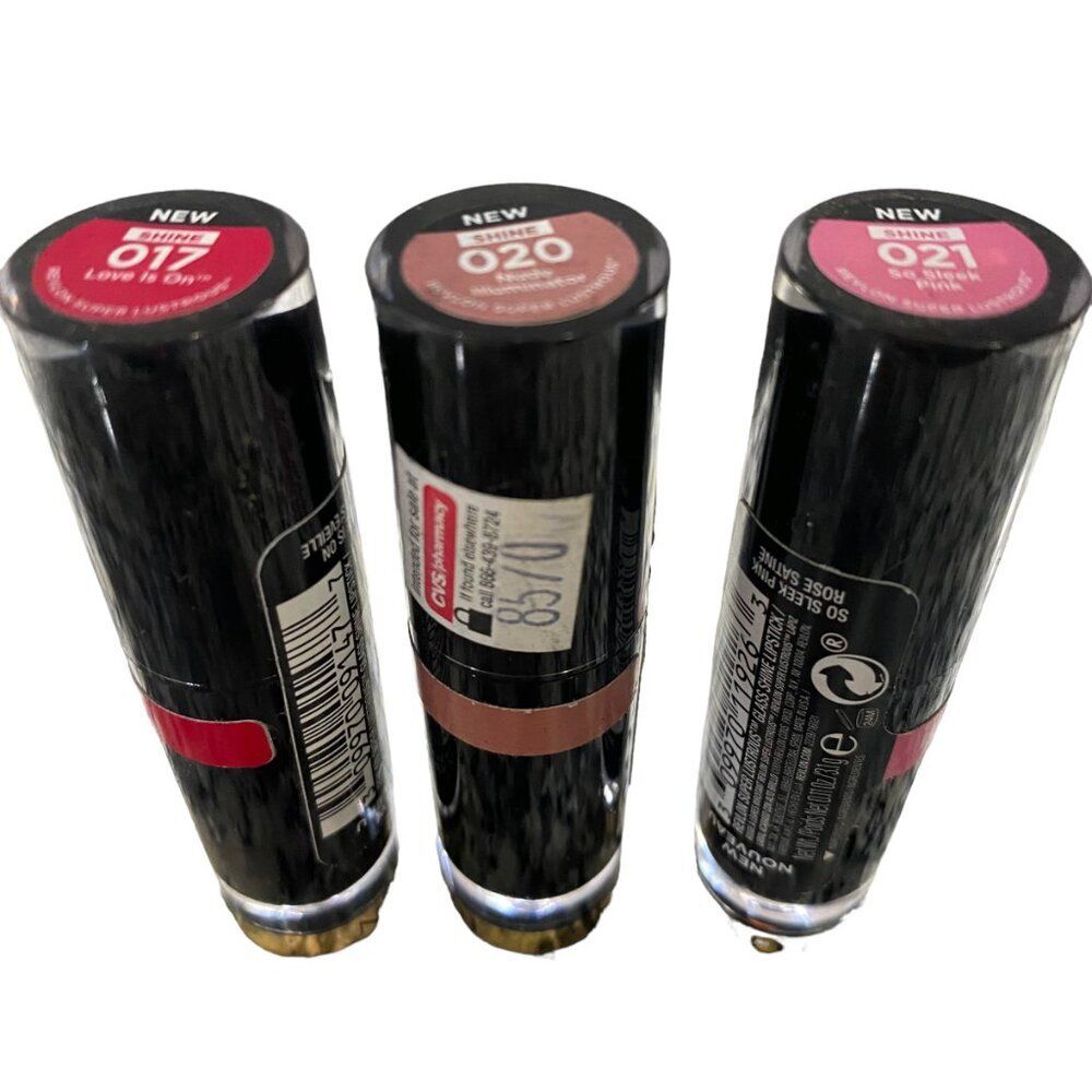 Lot of 3 NEW REVLON Super Lustrous Glass Shine Lipstick 017 020 004